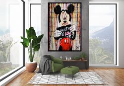 banksy guilty love mickey mouse graffiti pop art, mickey mouse pop art, banksy style pop art, street graffiti canvas