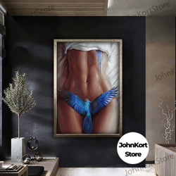 framed canvas ready to hang, erotic canvas, nude artwork, nude wall art, erotic woman art, sexy body decor, bedroom wall