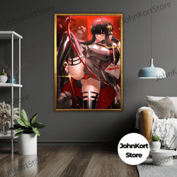 framed canvas ready to hang, provocative anime girl canvas print, ready to hang wall art, framed erotic artwork