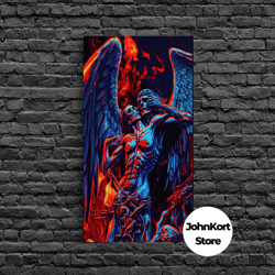 gothic angel, horror decor, framed canvas print, fallen angel