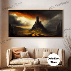 high fantasy art, the dark castle, framed canvas print, moonlit fantasy, custom fantasy art, fantasy art canvas