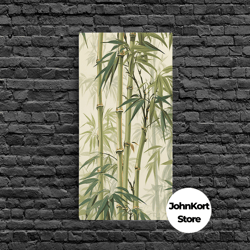 minimalist bamboo wall art canvas print, zen meditation decor