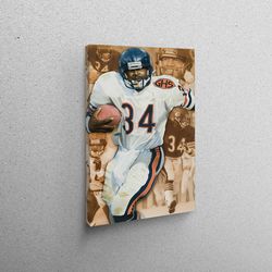 workplace decor, canvas wall art, living room wall art, walter payton art, motivation workplace decor, american football