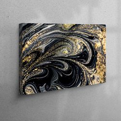 workplace decor, large workplace decor, canvas decor, black and gold, luxury marble wall art, marble canvas art, abstrac
