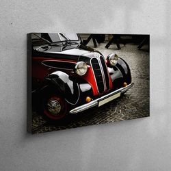 workplace decor, large wall art, 3d wall art, garage printed, car lover gift canvas print, retro car canvas print, class