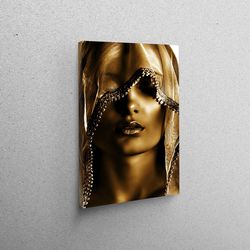 workplace decor, large wall art, canvas gift, gold wall art, modern canvas print, woman portrait wall art, abstract canv