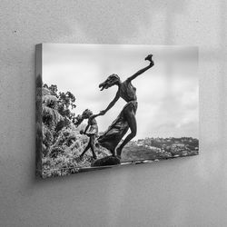 workplace decor, large wall art, canvas gift, woman monument canvas print, maderia art, woman and cute girl wall decor,