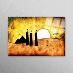 glass wall decor, glass art, workplace decor, african landscape, african glass art, abstract glass art, abstract sunset