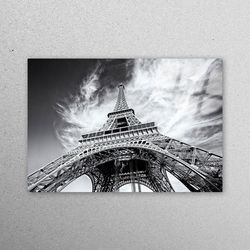 glass wall decor, glass wall art, workplace decor, eiffel tower photo print, landscape workplace decor, landmark workpla