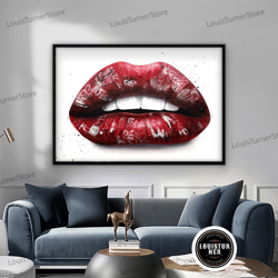 decorative wall art, graffiti lip canvas, pop art lip painting, artistic lip art, pink lip painting, lip canvas print, g