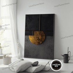 decorative wall art, moon canvas painting, abstract moon, golden moon canvas print, moon home decor, moon wall art, fram