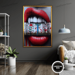 decorative wall art, dollars lip art canvas, lips wall decor, modern art, dollars lips gift, lips home decor