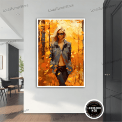 decorative wall art, autumn blonde woman modern canvas, modern painting, wall art, modern canvas, abstract art, canvas a
