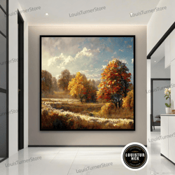 decorative wall art, autumn landscape canvas, nature wall art, yellowing trees art, forest landscape canvas print art, l