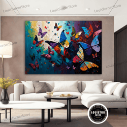 decorative wall art, colorful butterfly canvas painting, colorful butterfly canvas, butterfly wall decor, butterfly canv
