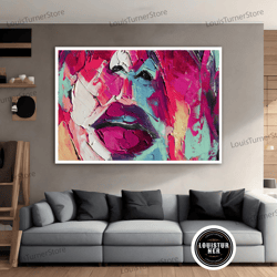 decorative wall art, sexy lip canvas art, colorful erotic wall art, red lip canvas painting, lip painting, bedroom canva