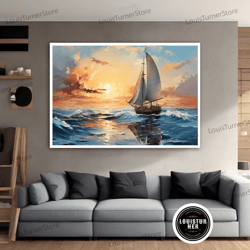 decorative wall art, ship at sunset canvas art, sailing ship canvas print, sea wall art, sunset wall art, sunset seascap