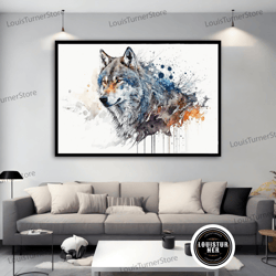 decorative wall art, wolf watercolor canvas painting, wolf wall art canvas print, wolf canvas wall decor, wildlife gift