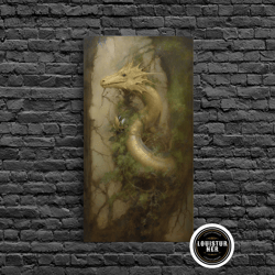 framed canvas ready to hang, majestic green dragon wall art, framed canvas print, dragon fantasy painting, garden dragon