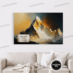 framed canvas ready to hang, mount everest, himalayas, wall art, original mountain painting print, travel poster