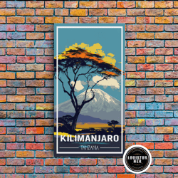 framed canvas ready to hang, mount kilimanjaro wall art, african poster, tanzania wall art, travel wall print, travel po