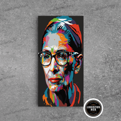 framed canvas ready to hang, notorious rbg, ruth bader ginsburg pop art portrait, framed canvas print, colorful historic
