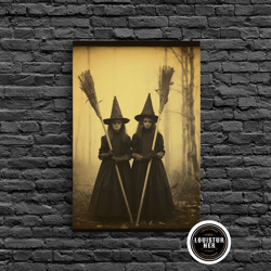 framed canvas ready to hang, occult art, witch wall art, creepy wall art, halloween wall art, horror art, canvas print,