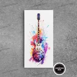 framed canvas ready to hang, rock n roll art, classic electric guitar print, studio gift, musician gift, music wall art,