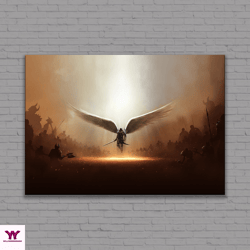 archangel canvas or poster, warrior angel canvas wall art, huge canvas, 3 or 5 panels, mother's day gift