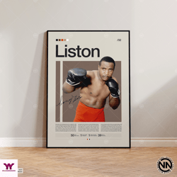 sonny liston canvas, boxing canvas, sports canvas, boxing wall art, mid-century modern, motivational canvas, sports bedr