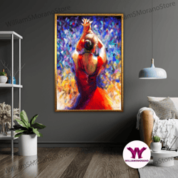 high quality decorative wall art, ballerina oil painting on canvas, ballet dancer artwork, dance studio wall decor, gift