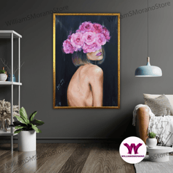 high quality decorative wall art, retro woman smoking canvas print, vintage poster art, bedroom wall decor, gift for her