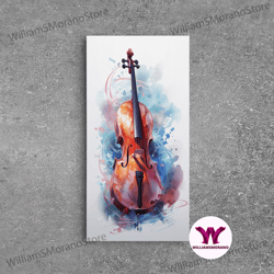 decorative wall art, galaxy cello studio decor gift, banjo wall art canvas print, stringed instruments, cello art, banjo