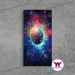 decorative wall art, galaxy disco ball, framed canvas print, music studio decor, graduation gift