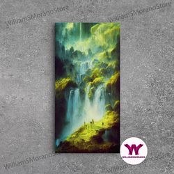 decorative wall art, high fantasy rpg concept art, fantasy landscape, framed canvas print, ready to hang framed wall art