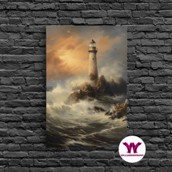 decorative wall art, light house print, ocean wall decor, seascape art, canvas print, wall art, vertical art, landscape