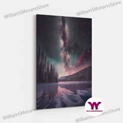 decorative wall art, milky way galaxy visible in the montana night sky, framed canvas print, wall art, wall decor