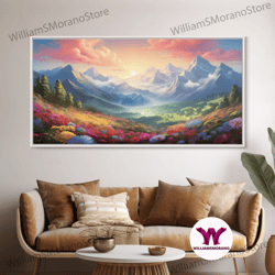 decorative wall art, mountain painting canvas print, colorful art, mountain art, landscape painting, mountain wall art,