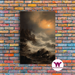 decorative wall art, ocean waves art, sunset wall art, nautical art print, seascape wall art, canvas print, wall art, ve