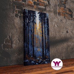 decorative wall art, original abstract forest landscape canvas print oil painting, abstract texture misty woodland paint