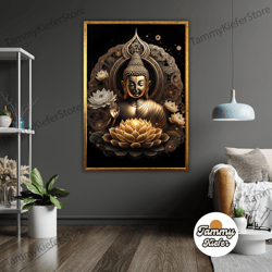 decorative wall art, decorate the living room, bedroom and workplace, buddha lotus leaf smoke canvas print, ready to han