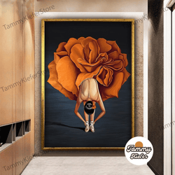 decorative wall art, decorate the living room, bedroom and workplace, ballerina in orange flower dress canvas art, balle