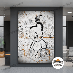 decorative wall art, decorate the living room, bedroom and workplace, banksy teddy bear canvas art, black and white bear