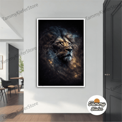 decorative wall art, decorate the living room, bedroom and workplace, galaxy lion painting, galaxy lion, galaxy lion wal