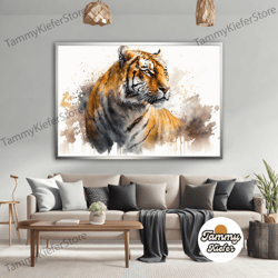 decorative wall art, decorate the living room, bedroom and workplace, noble tiger canvas painting, tiger watercolor pain