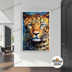 decorative wall art, decorate the living room, bedroom and workplace, painted tiger canvas painting, colorful tiger post