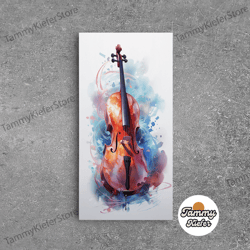 high quality decorative wall art, galaxy cello studio decor gift, banjo wall art canvas print, stringed instruments, cel