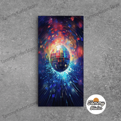 high quality decorative wall art, galaxy disco ball, framed canvas print, music studio decor, graduation gift