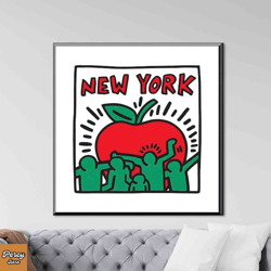 keith haring new york, graffiti canvas, the big apple art, new york canvas, street printed, graffiti wall art, trendy wa