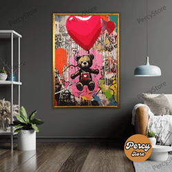 wall decoration canvas painting - living room bedroom home and office wall decoration canvas art, colorful graffiti bear